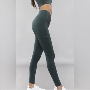 Varley Boden dark Spruce Green Leggings with Laser Cuts